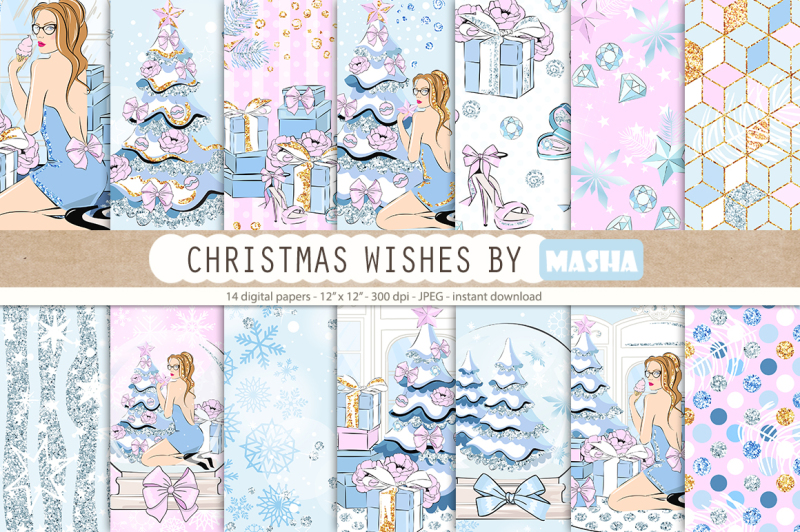 christmas-wishes-digital-papers