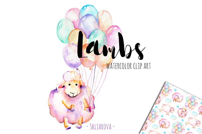 lambs-watercolor-clipart