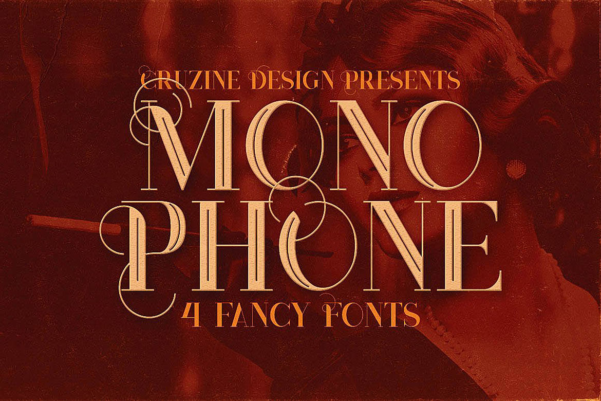 Monophone Fancy Font By Cruzine Design Thehungryjpeg Com