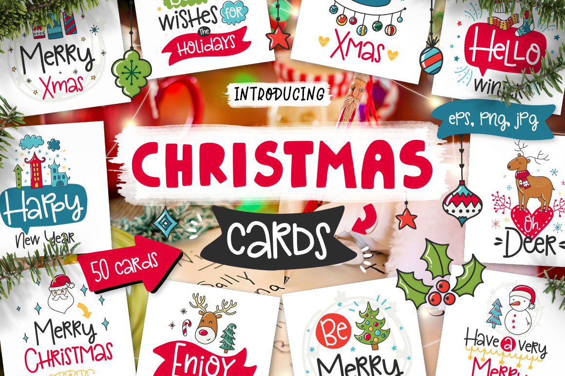 50 Christmas Cards with Quote! By Qilli Design | TheHungryJPEG