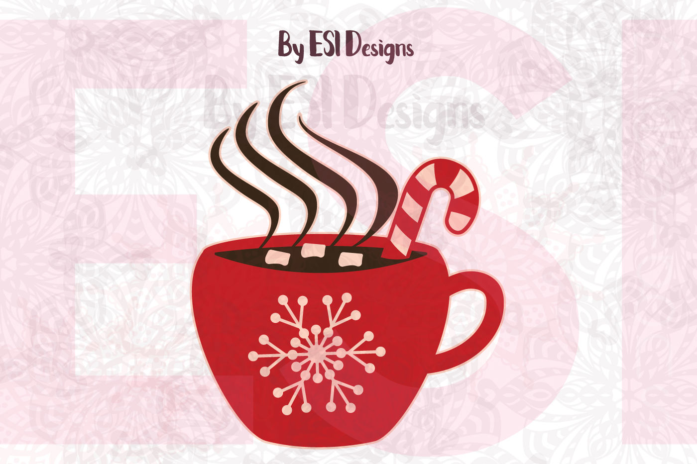Christmas Hot Chocolate Mug with Marshmallows. - SVG, DXF, EPS & PNG By