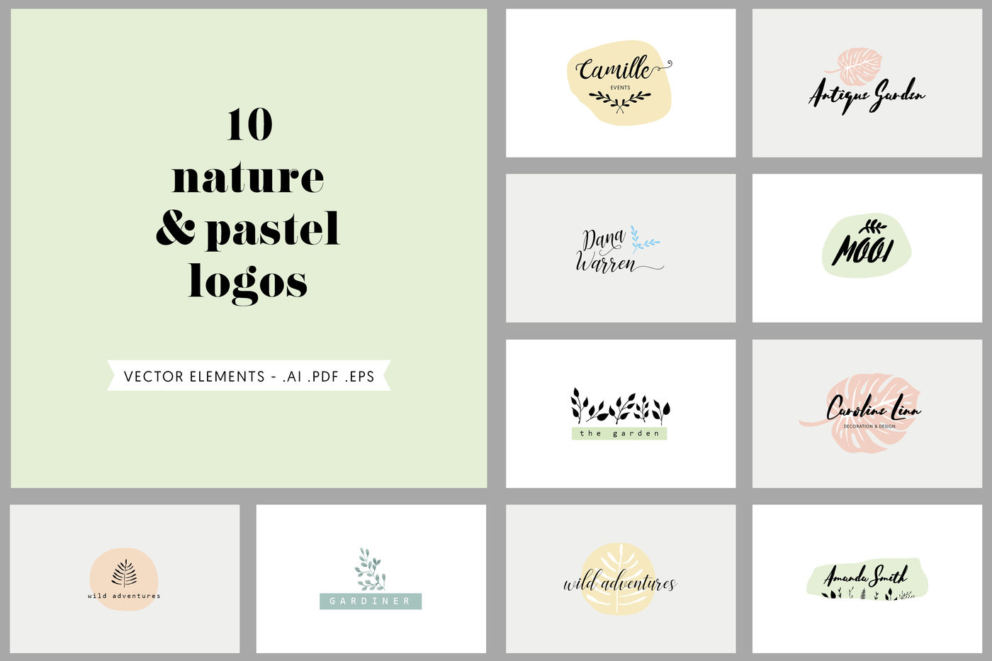 +50 simple logos By anisillustration | TheHungryJPEG.com