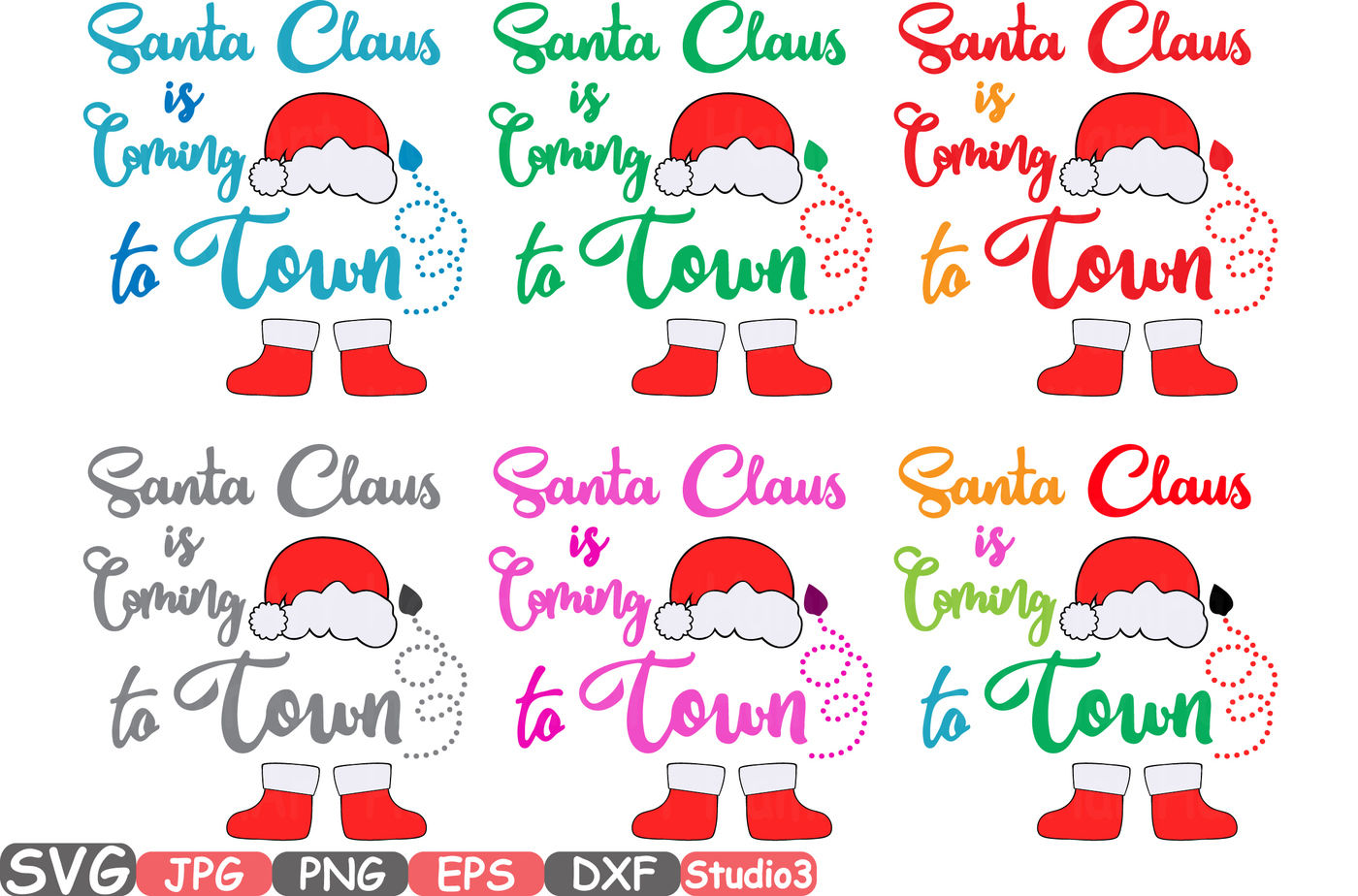 Download Santa Claus is coming to town Monogram Silhouette SVG Cutting Files Digital Clip Art Graphic ...