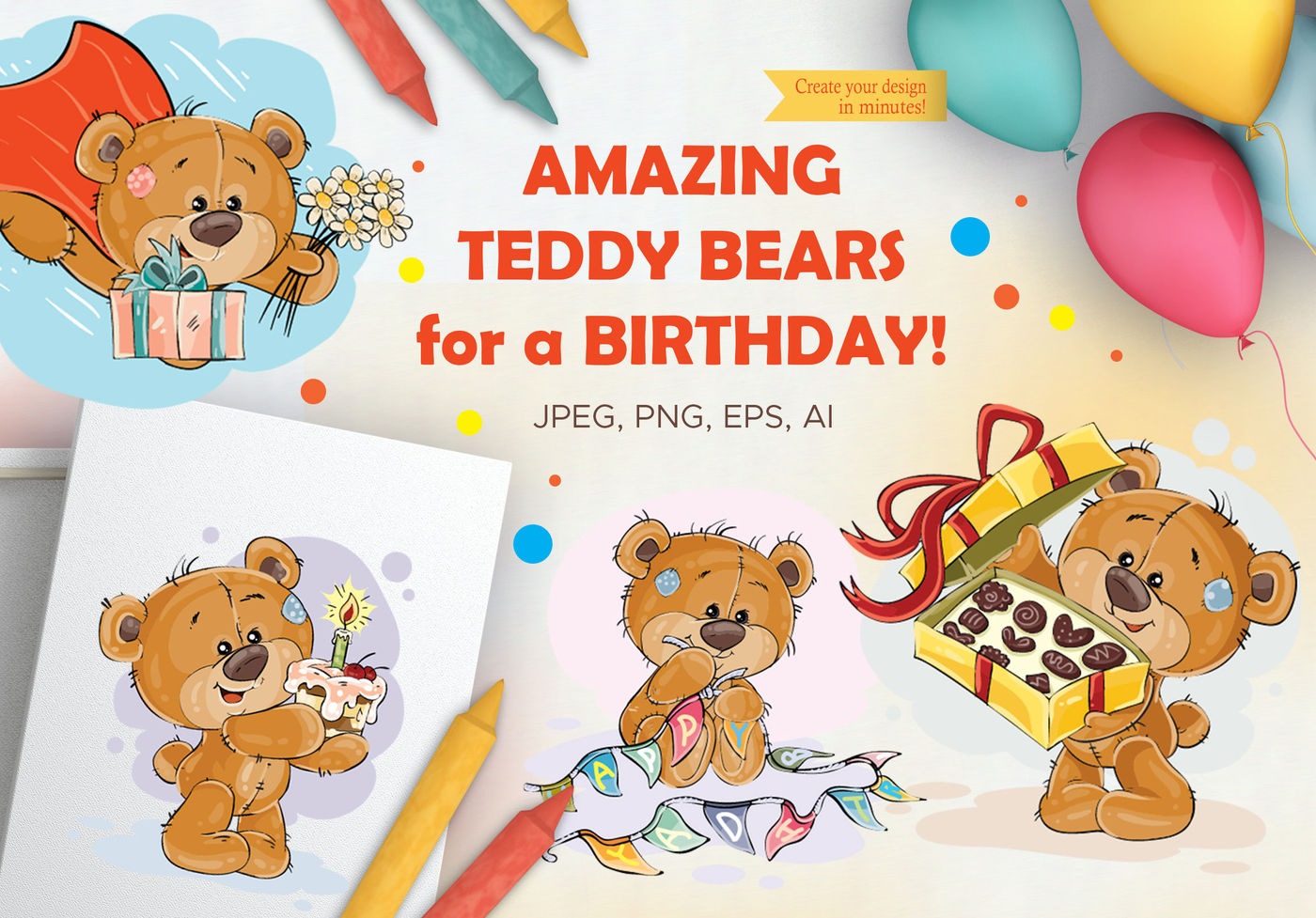 Teddy Bear Happy Birthday Clip Art