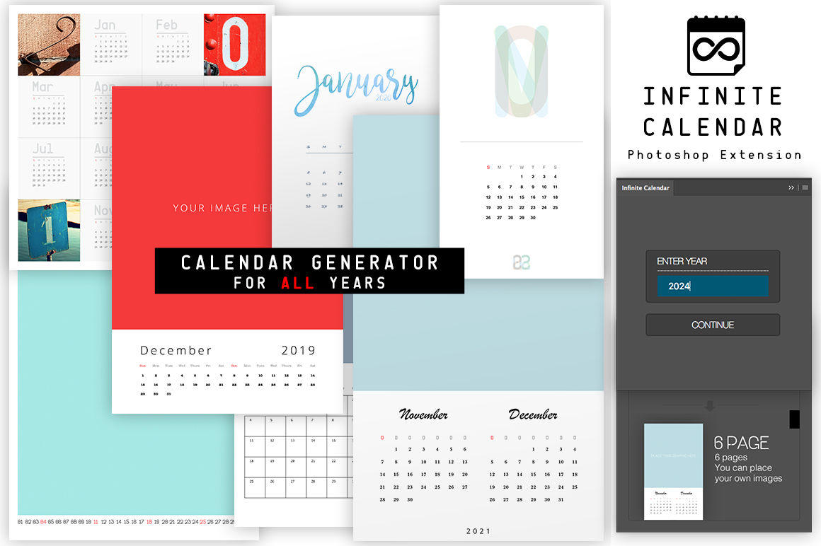 Infinite Calendar Calendar Generator For All Years By Designrocket Thehungryjpeg Com