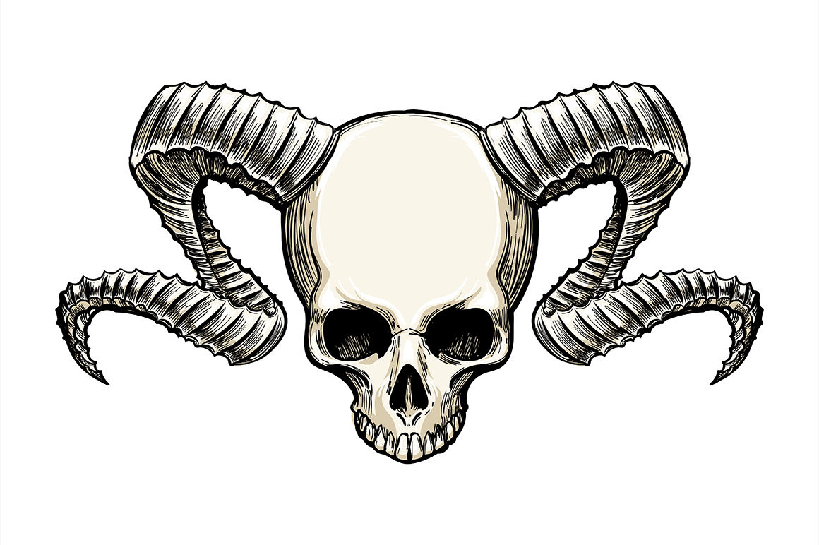 Skull with horns By Olena1983 | TheHungryJPEG