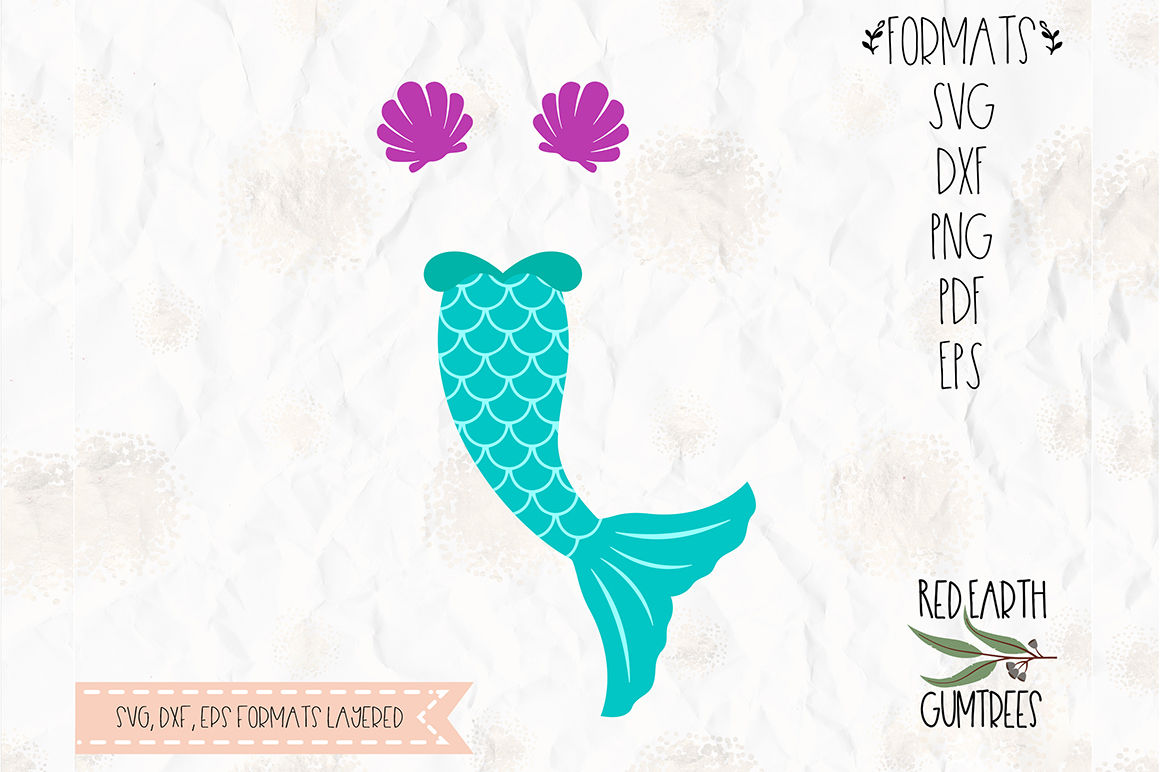 Mermaid tail, clam, shell cut file in SVG, DXF, PNG, PDF ...