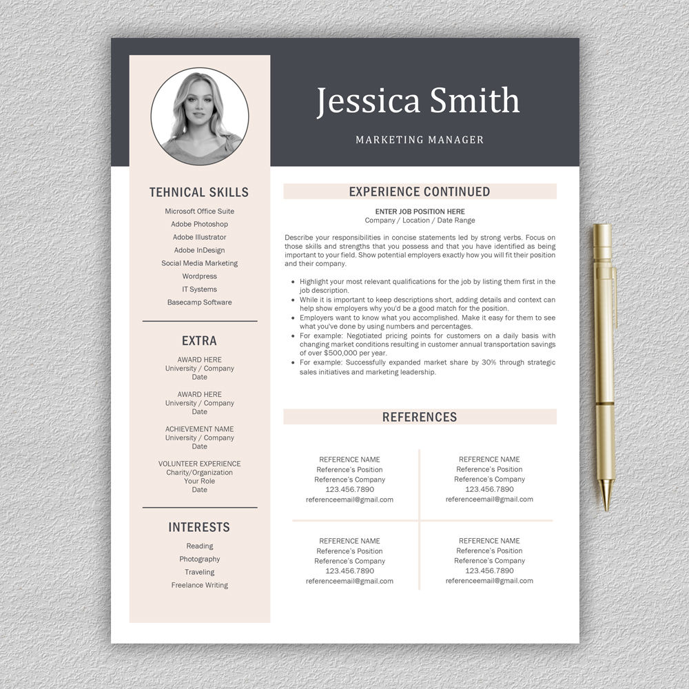 Resume Template Cv Template Professional Resume Modern Cv Lebenslauf By Prographicdesign Thehungryjpeg Com