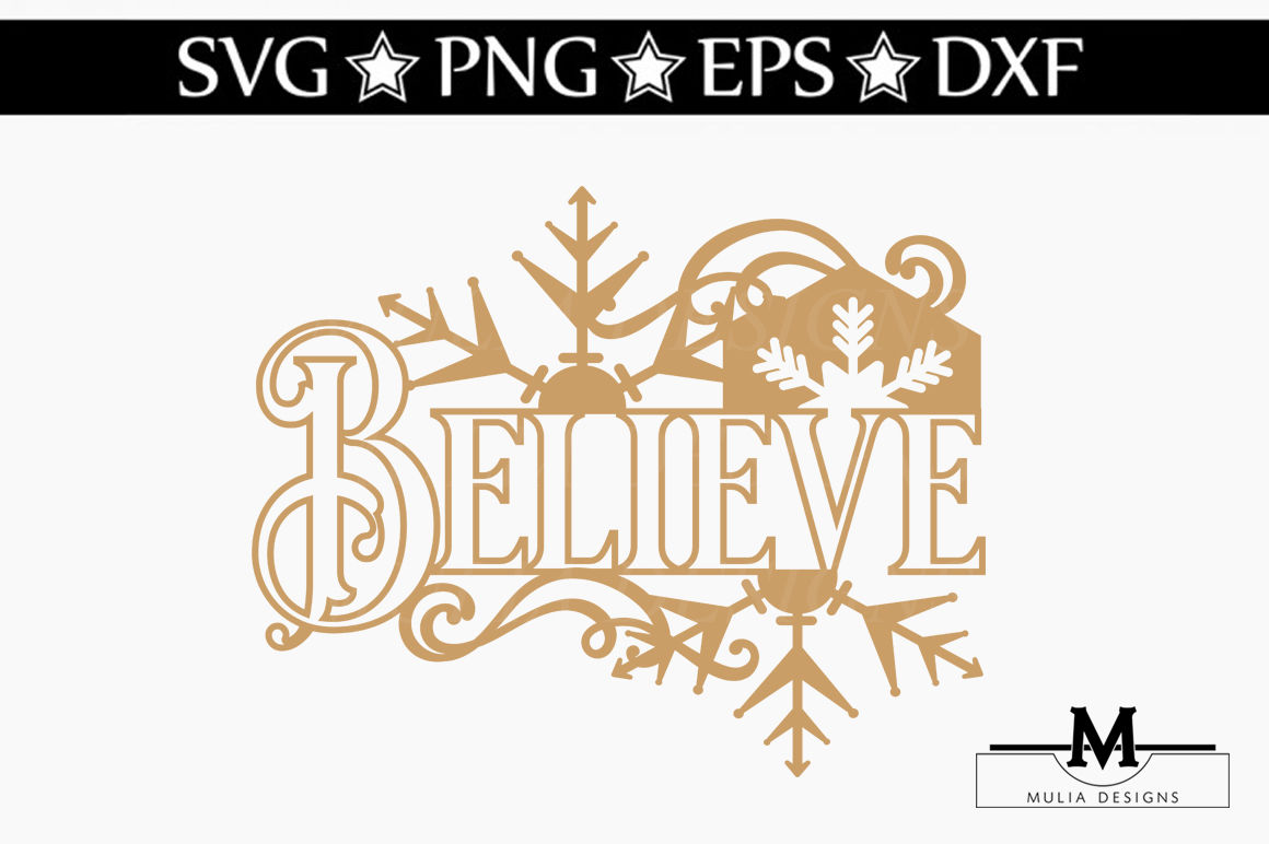 Download Believe Christmas Ornament SVG By Mulia Designs ...