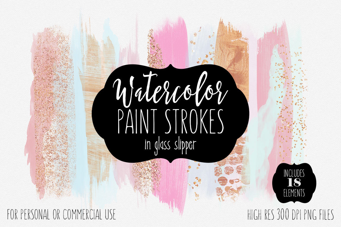 Soft Pink Mint Rose Gold Watercolor Brush Strokes Confetti Glitter By Clipartbrat Thehungryjpeg Com
