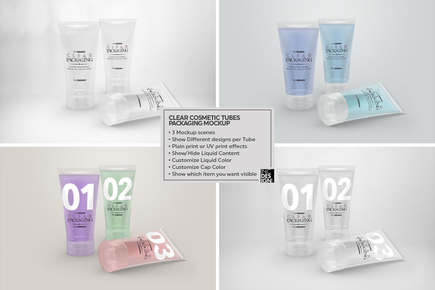 Download Free Clear Cosmetic Tube Mockups By Inc Design Studio Thehungryjpeg Com PSD Mockups.