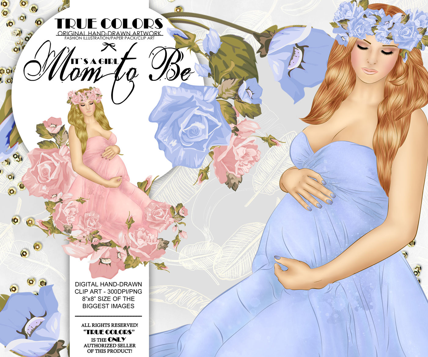 Fashionable pregnancy and maternity clipart Vector Image