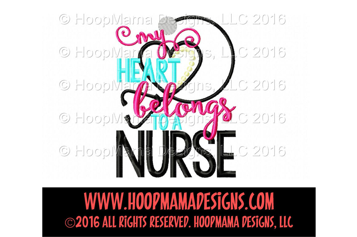 My Heart Belongs To A Nurse By Hoopmama Designs Thehungryjpeg Com