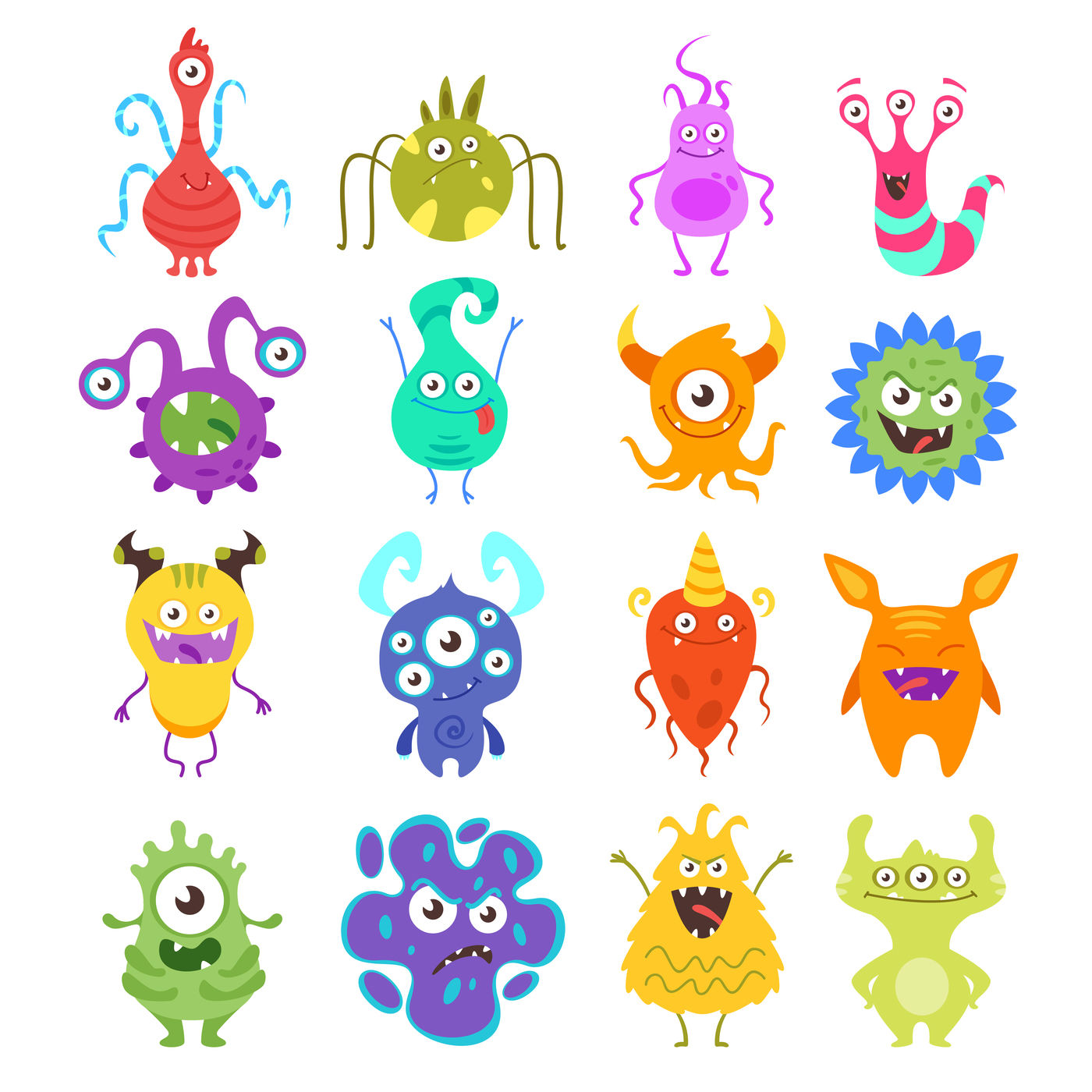 Bacteria monsters By Cartoon time! | TheHungryJPEG