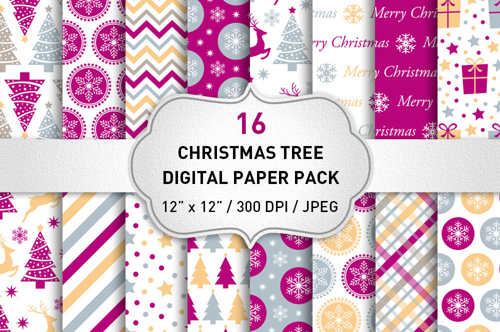 Christmas Digital Paper Pack / Christmas Backgrounds / Holiday Papers /  Scrapbook Paper By ProGraphicDesign