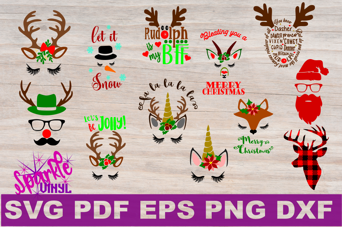 Download Svg Christmas Bundle Christmas Svg Bundle Files For Cricut Or Silhouette Featuring Plaid Reindeer Unicorns Santa Goat And Snowman By Sparkle Vinyl Designs Thehungryjpeg Com