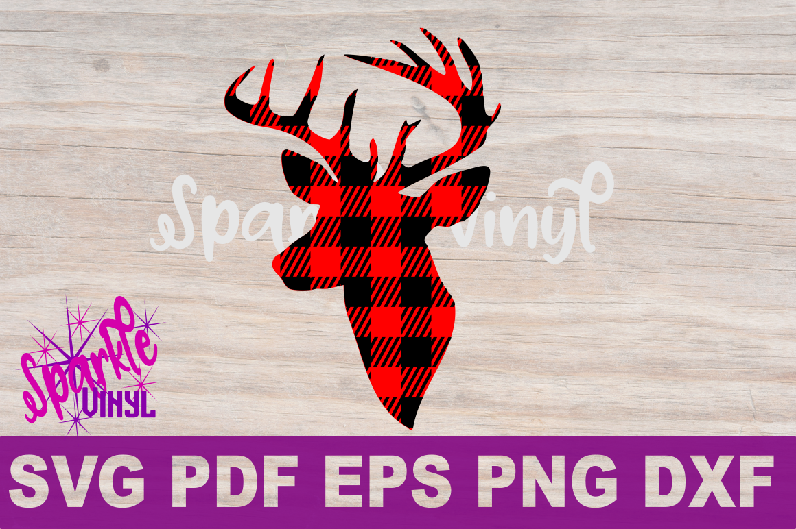Buffalo Plaid Reindeer Deer Head Silhouette Printable Svg Cut Files For Silhouette Or Cricut By Sparkle Vinyl Designs Thehungryjpeg Com