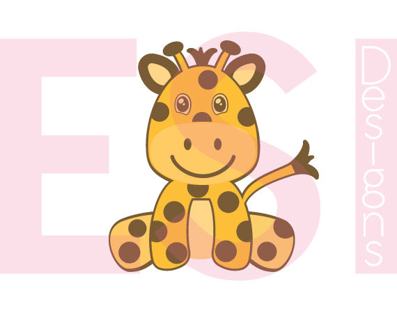 Baby Giraffe Sitting down - SVG DXF EPS Cutting Files. By ESI Designs