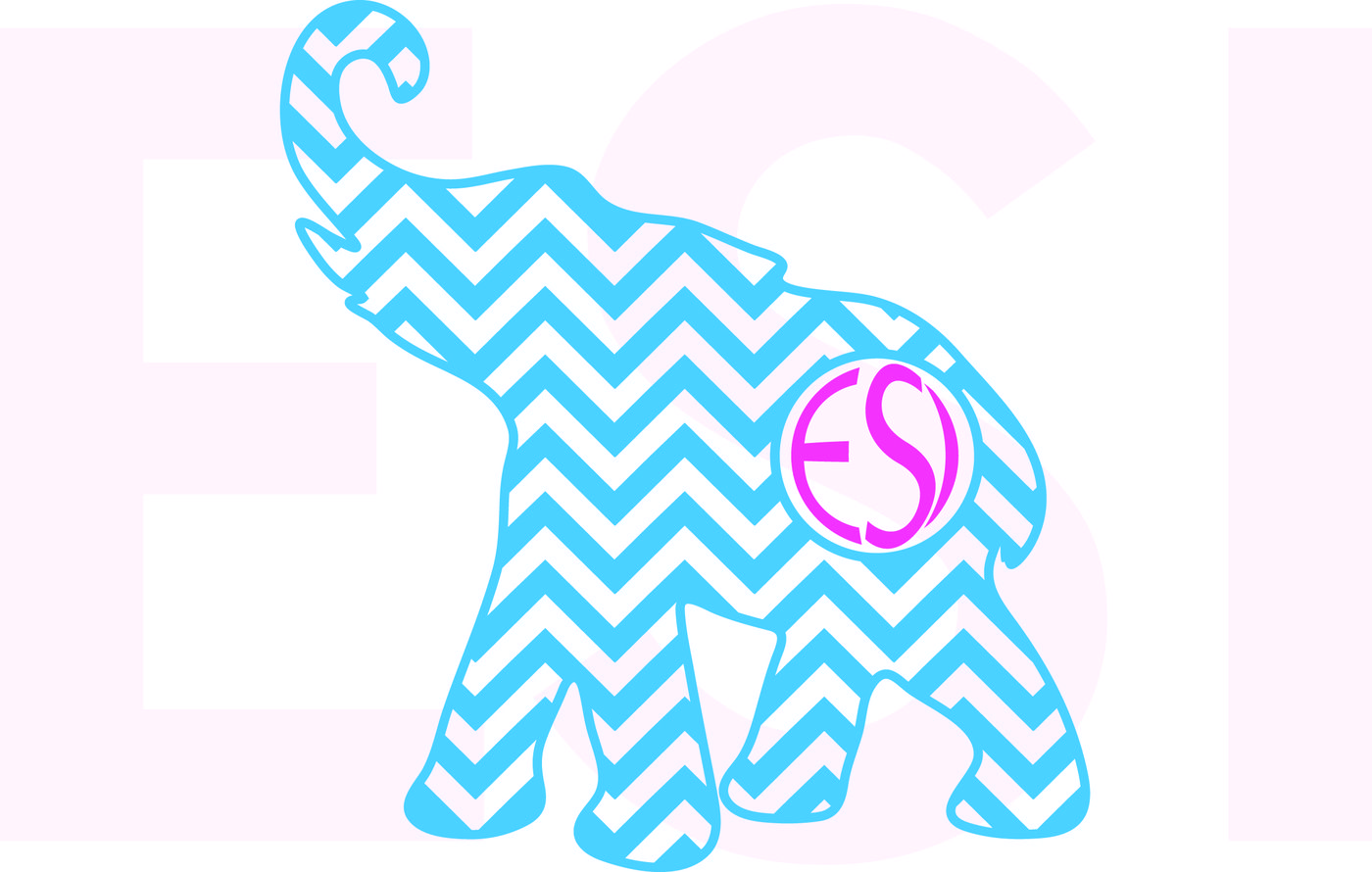 Download Elephant with Circle for a monogram - Chevron pattern ...