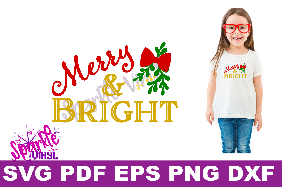 Svg Christmas Merry And Bright Ladies Girl Shirt Tshirt Outfit Svg File For Circut And Silhouette Dxf Eps Png Pdf Christmas Printable By Sparkle Vinyl Designs Thehungryjpeg Com