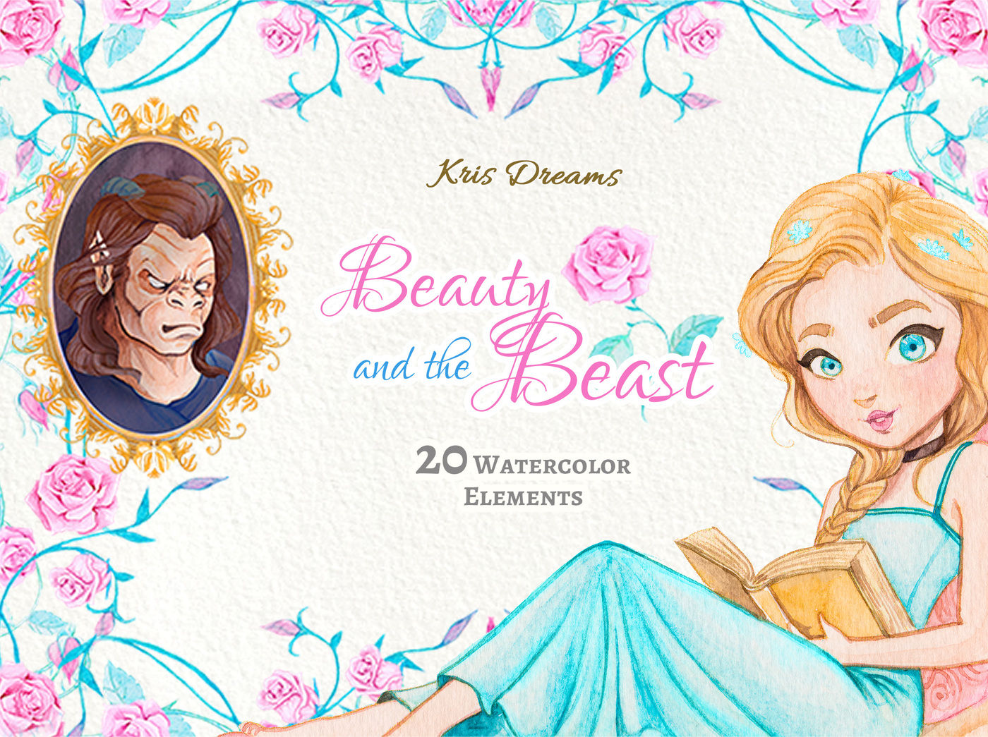 Beauty and the Beast Clipart By KrisDreams | TheHungryJPEG.com