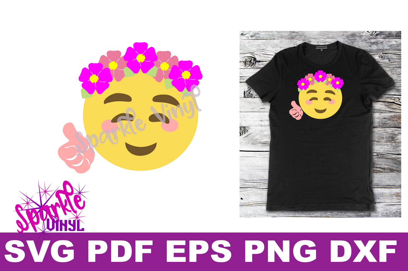 Svg Emoji Smile Flowers Thumbs Up Shirt Sign Printable Cut File Svg Dxf Eps Png For Cricut Or Silhouette By Sparkle Vinyl Designs Thehungryjpeg Com