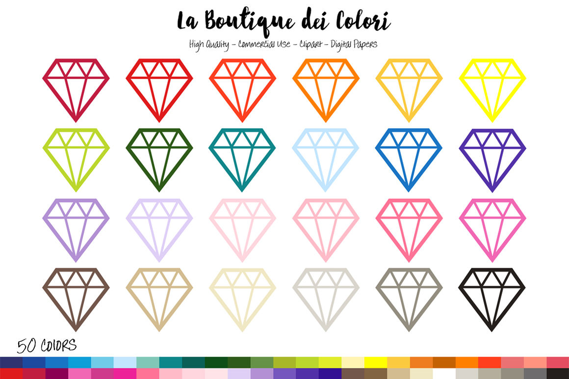 50 Rainbow Diamonds Clip Art By La Boutique Dei Colori | TheHungryJPEG.com