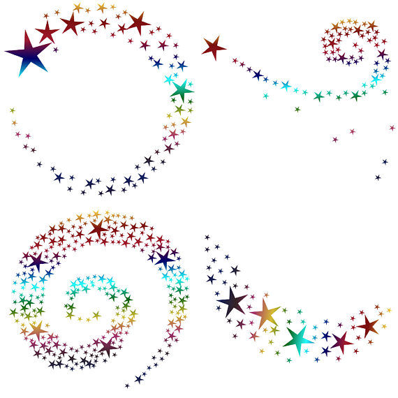 Rainbow swirling stars clipart By Fantasy Cliparts | TheHungryJPEG.com