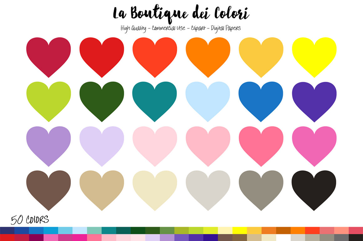 50 Rainbow Hearts Clip Art By La Boutique Dei Colori | TheHungryJPEG