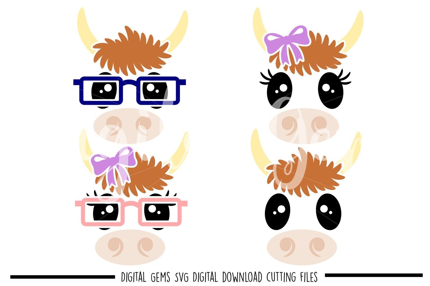 Cow Faces Svg Dxf Eps Png Files By Digital Gems Thehungryjpeg Com