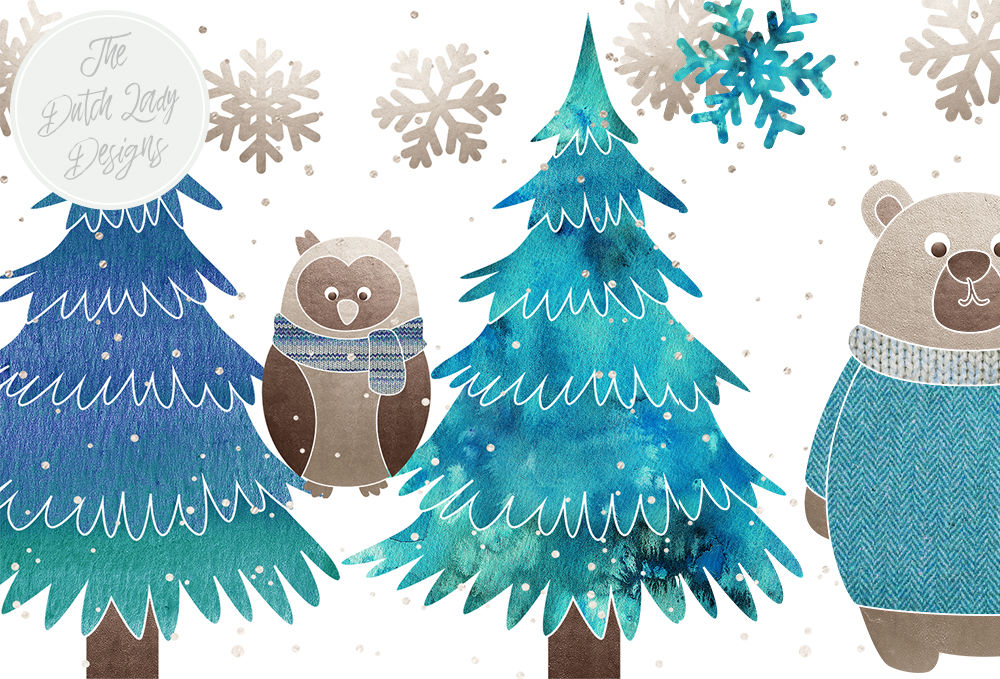 Scrapbook Paper - Winter Forest Animals By The Dutch Lady Designs