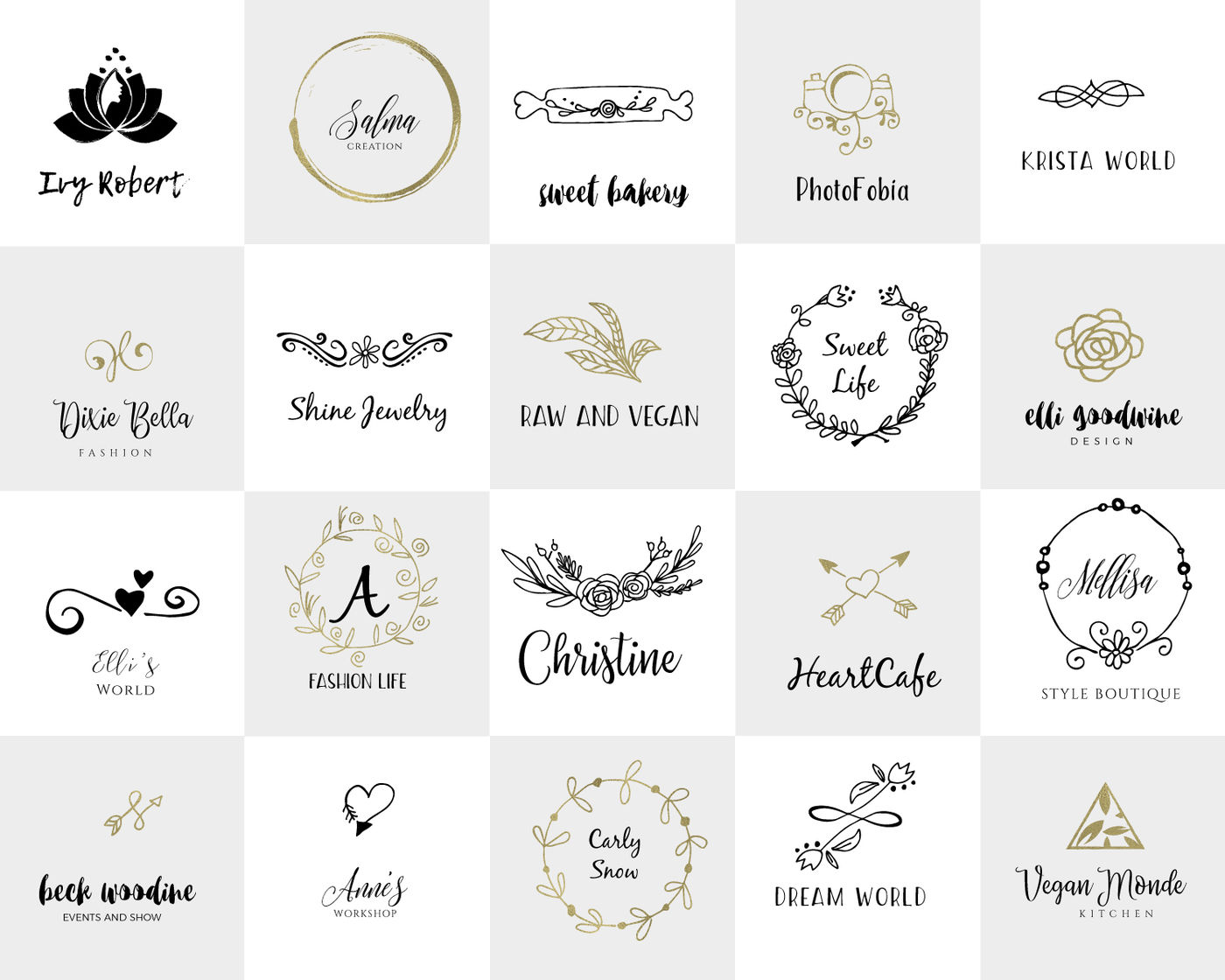 Premade Logo Design Wedding Monogram Signage Modern 