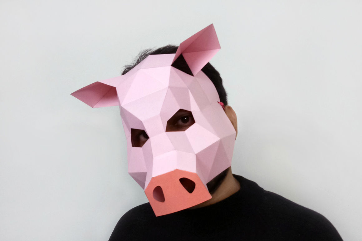 Download Diy Pig Mask 3d Papercraft By Paper Amaze Thehungryjpeg Com