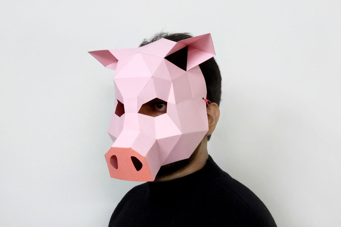 Download Diy Pig Mask 3d Papercraft By Paper Amaze Thehungryjpeg Com