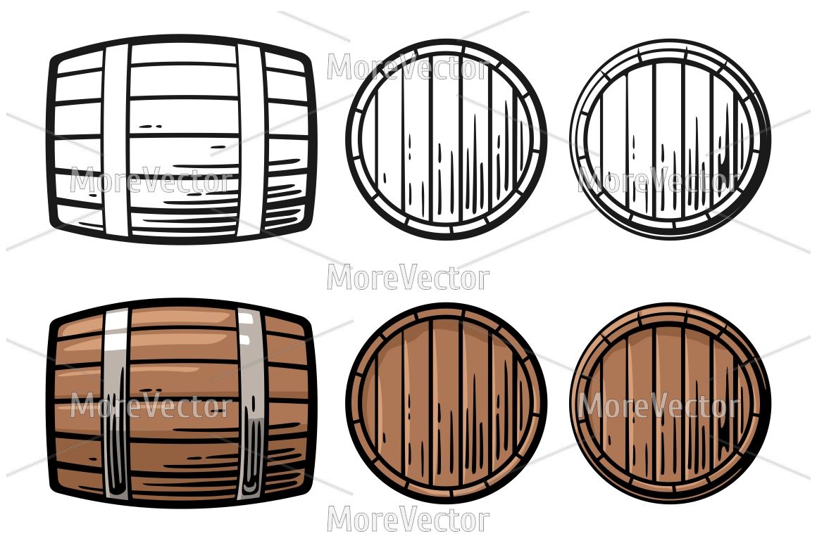Premium Vector  Set of old wooden barrels in different positions