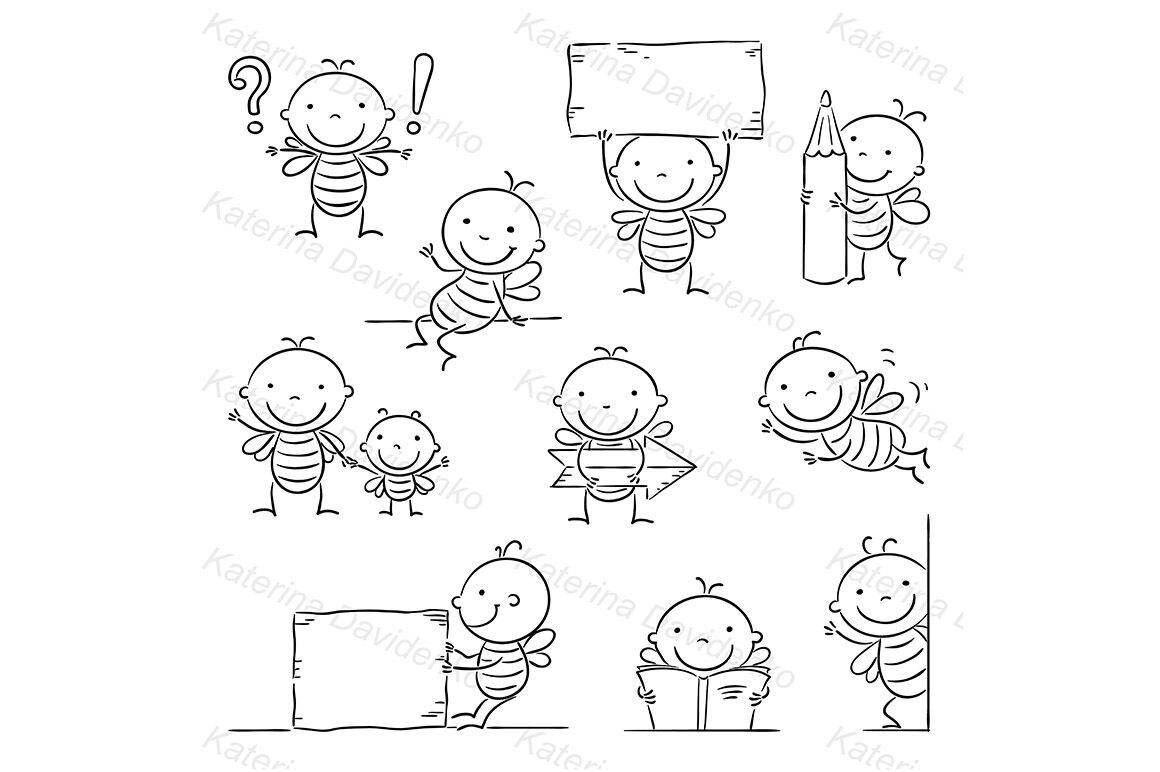 Bee cartoon character By Optimistic Kids Art | TheHungryJPEG