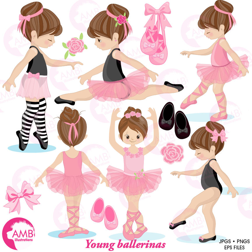 Ballerina clipart, Ballet clipart, pink ballerina, girl dancing, commercial  use, instant download, AMB-1306 By AMBillustrations