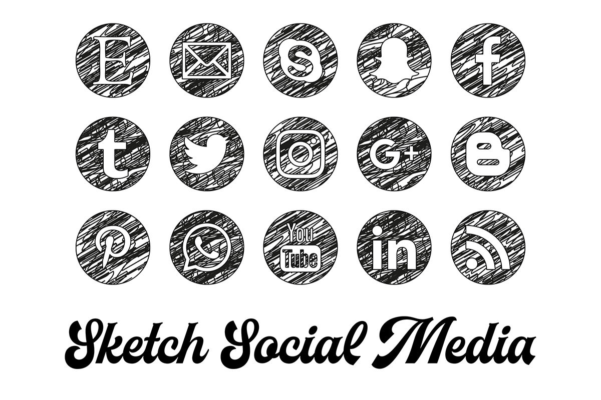 Doodle social media icons web design and digital Vector Image
