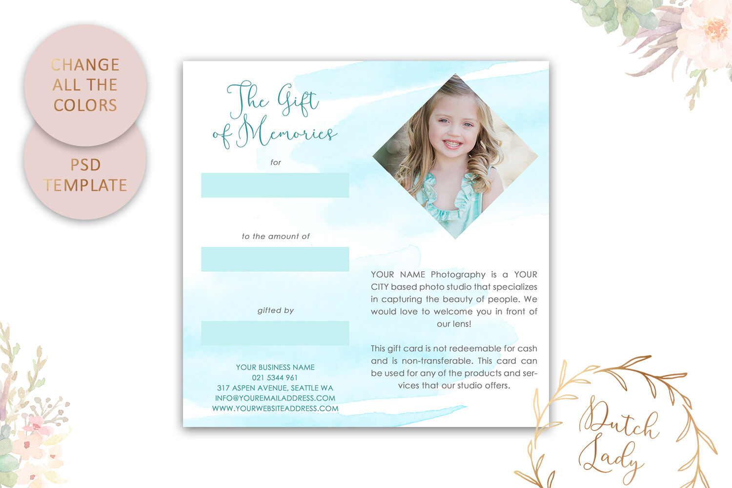 PSD Photo Gift Card Template #41 By The Dutch Lady Designs