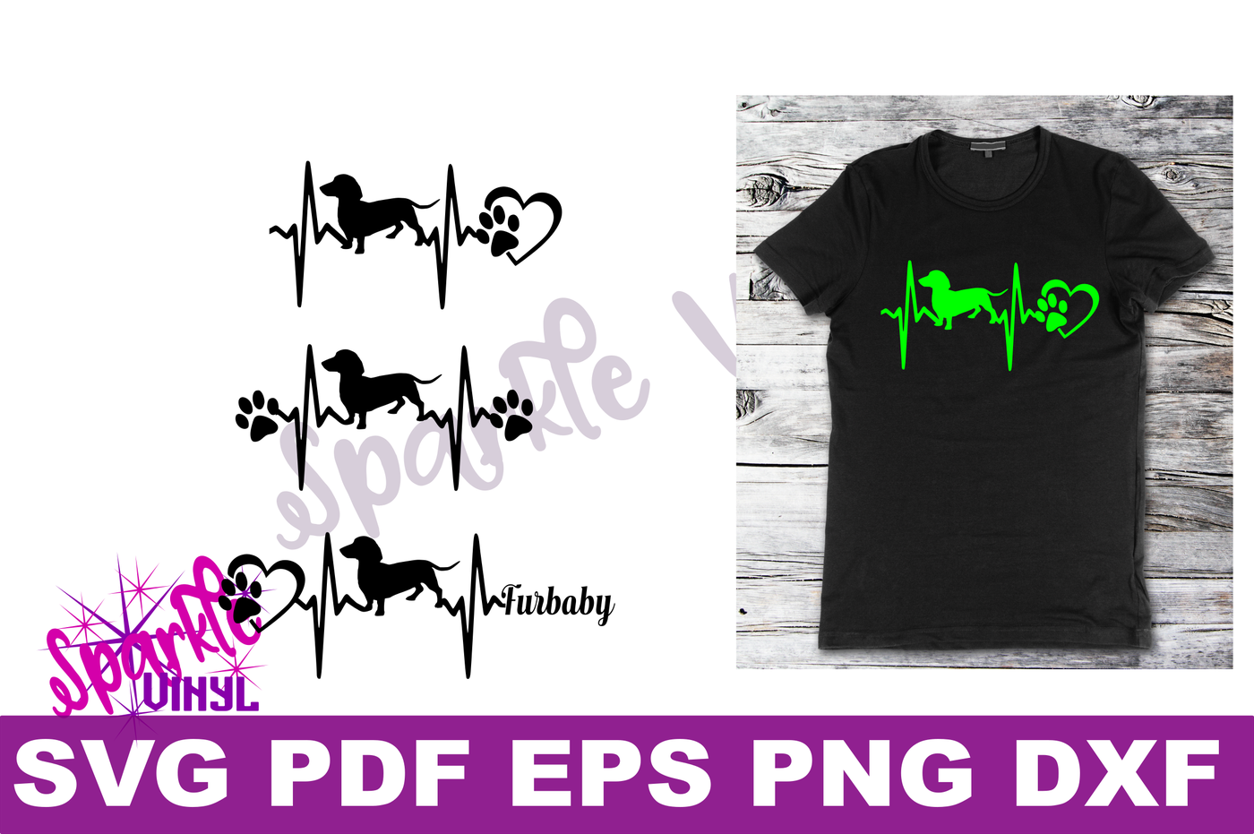Svg Bundle Dachshund Heartbeat Dog Print Printable Or Cut File Svg Dxf Eps Pdf Png Files Cricut Silhouette Gift For Dog Lover Dachshund By Sparkle Vinyl Designs Thehungryjpeg Com