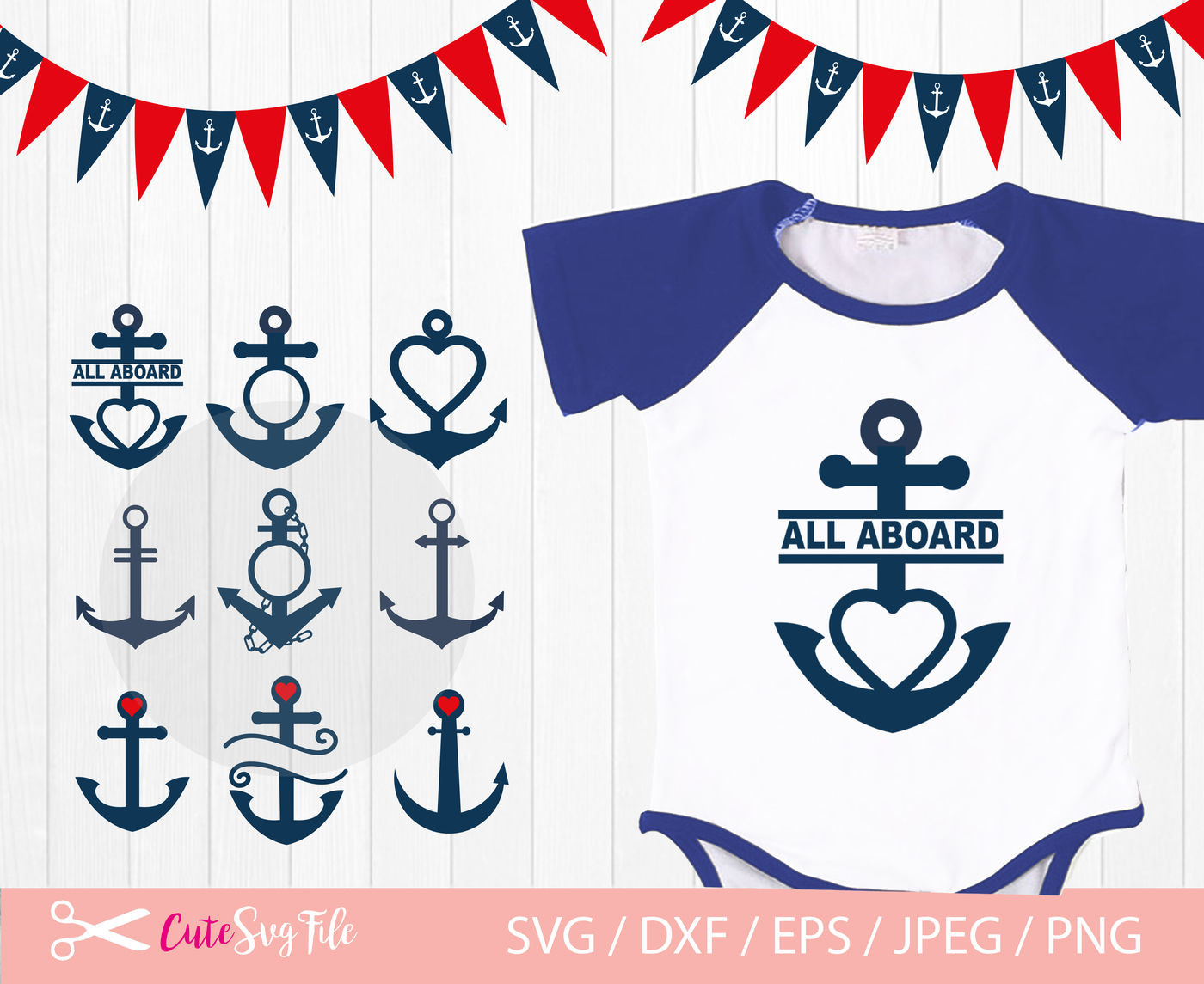 Anchor Ship Boat Nautical Pirate Detailed Outline Silhouette Cameo SVG EPS Design Logo PNG Vector Clipart Cutting Cricut