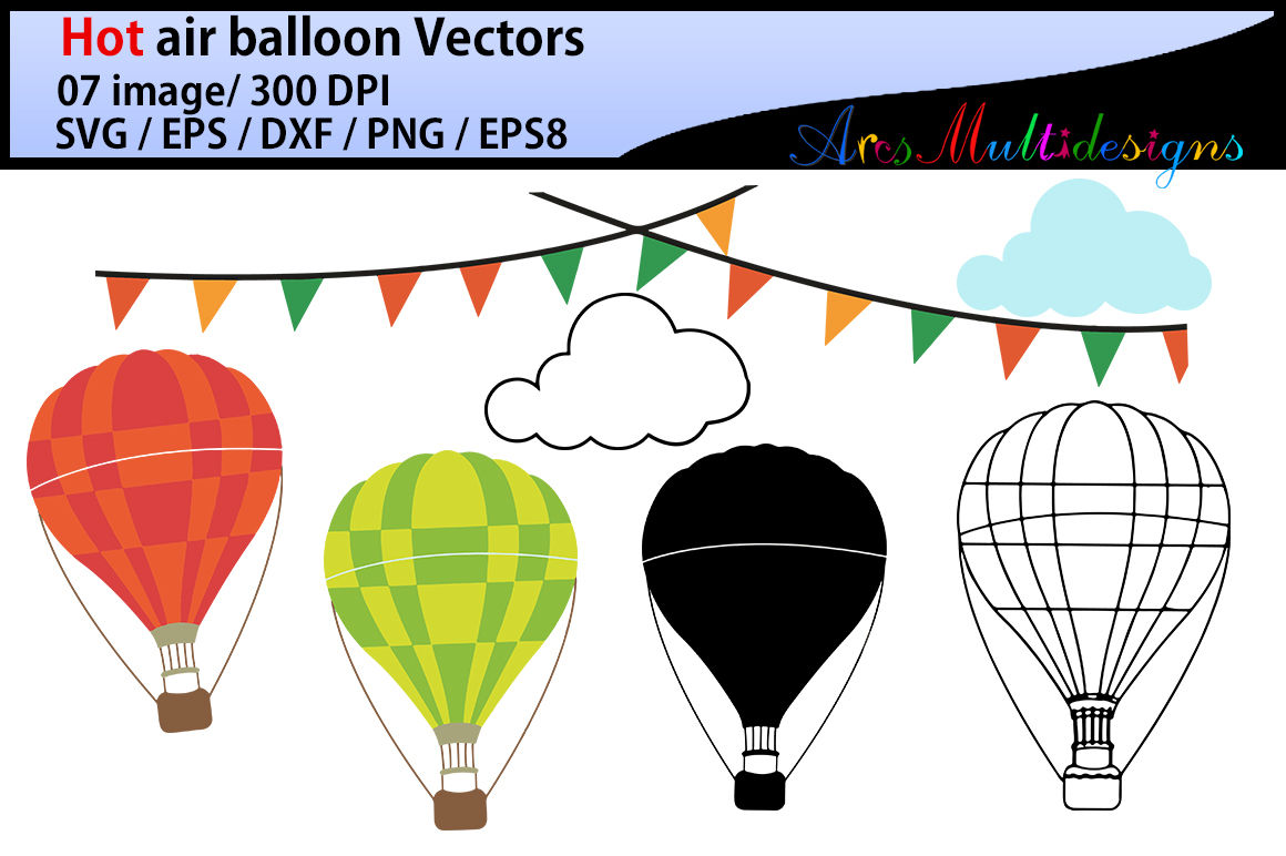 EPS Digital Clipart PNG files included Wedding hot air balloon vector Instant Download