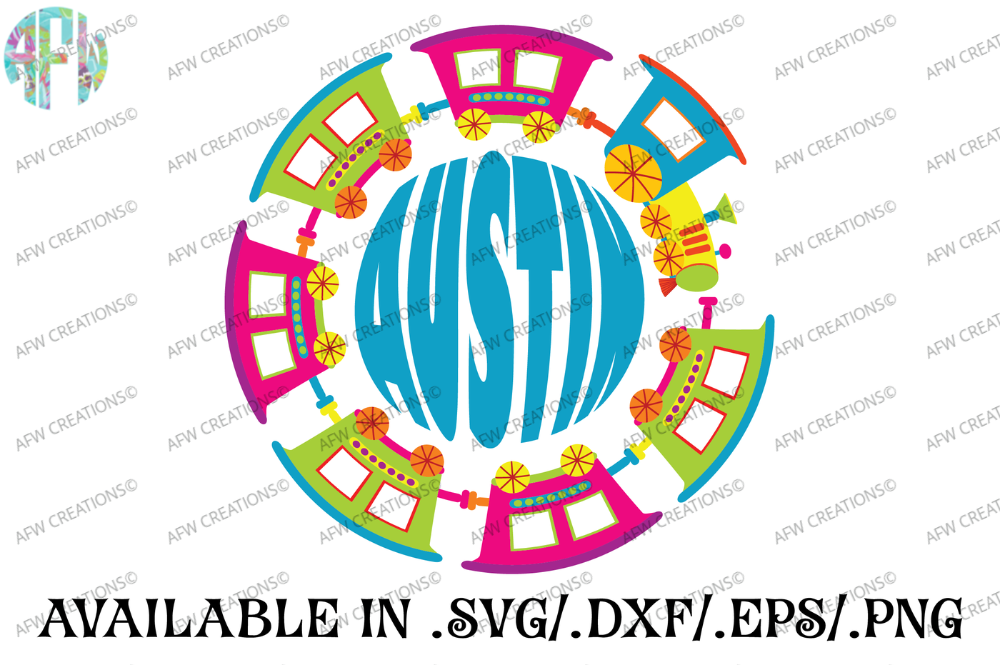 Monogram Train - SVG, DXF, EPS Cut File By AFW Designs | TheHungryJPEG.com