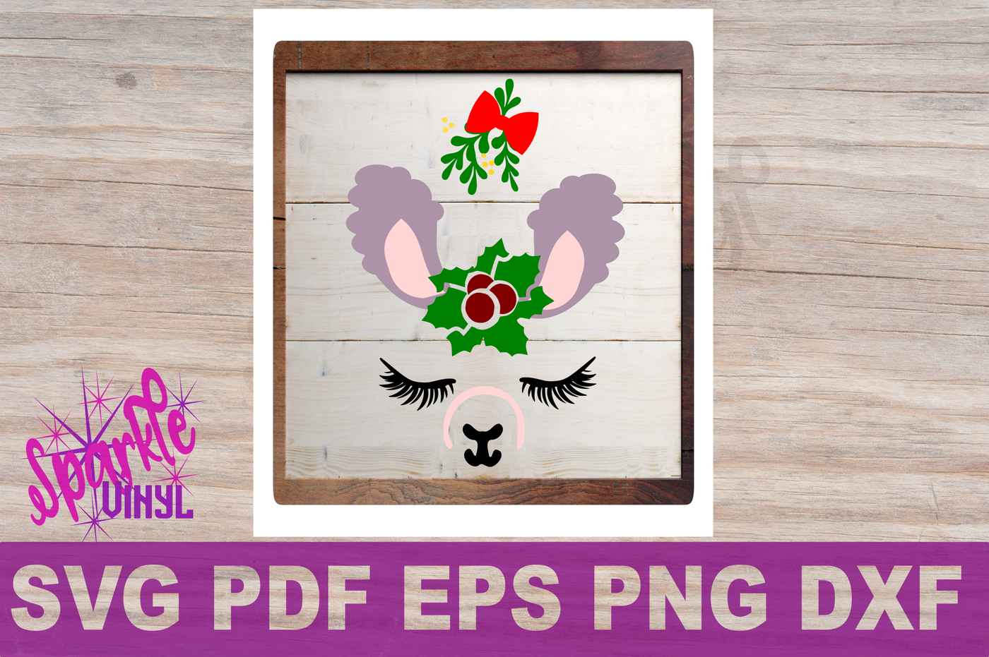 Download Svg Christmas Llama face with holly and mistletoe ...