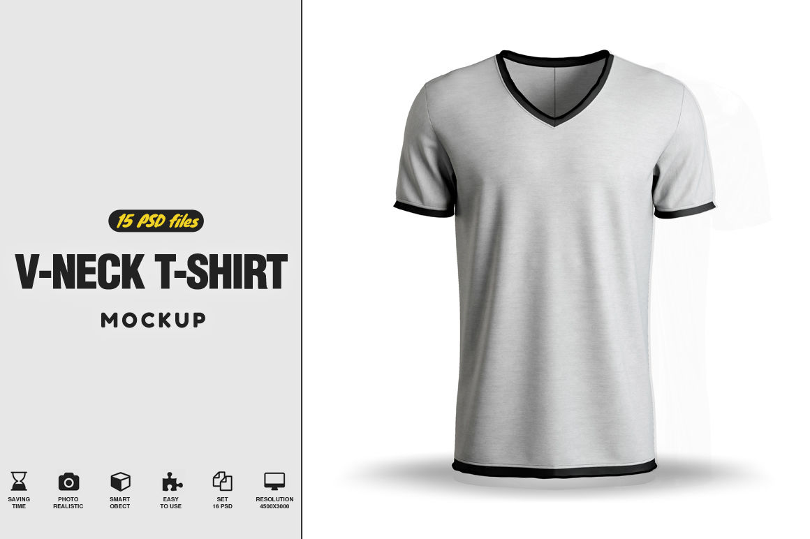 Free V Neck T-Shirt Mockup (PSD)