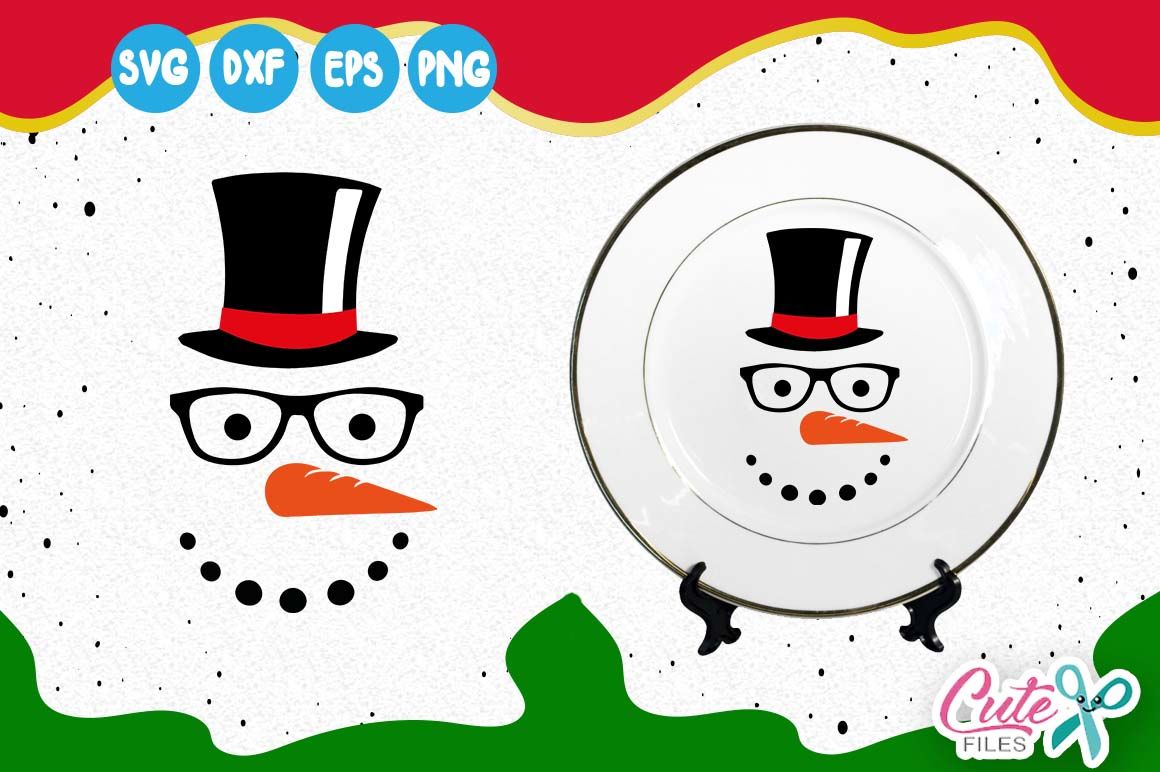 Snowman Face Cut File Svg Merry Christmas Svg Winter Christmas Svg Design For Cricut Or Silhouette Cameo Cut File Svg Dxf Eps Png By Cute Files Thehungryjpeg Com
