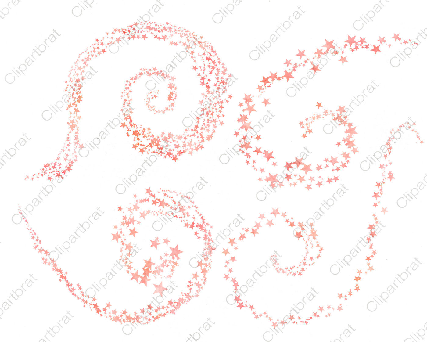 Peach Watercolor Star Graphics Celestial Star Trails In Coral Peach By Clipartbrat Thehungryjpeg Com