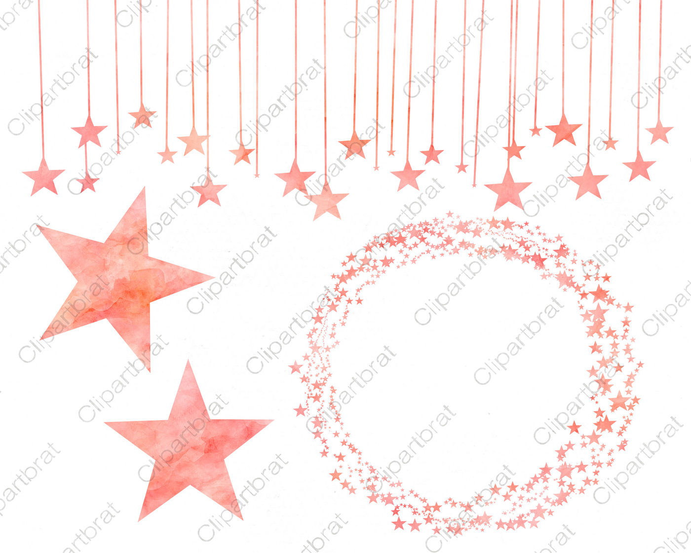 Peach Watercolor Star Graphics Celestial Star Trails In Coral Peach By Clipartbrat Thehungryjpeg Com