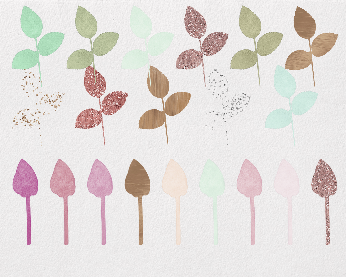 Download Watercolor Roses Floral Clipart Set in Blush Pink, Mint ...