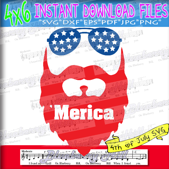 Beard Svg Merica Svg Glasses Svg Patriotic Svg American Flag 4 In 1 By Blueberry Hill Art Thehungryjpeg Com